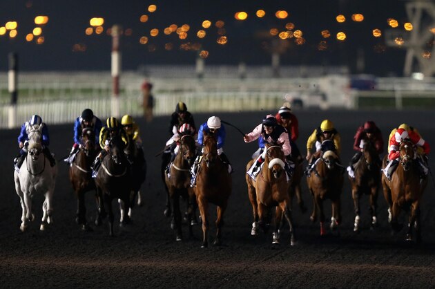 DUBAI, UNITED ARAB EMIRATES - FEBRUARY 13:  Russian Soil ridden by Shane Foley wins the Al Shindagha Sprint during the Dubai World Cup Carnival Races at the Meydan Racecourse on February 13, 2014 in Dubai, United Arab Emirates.  (Photo by Warren Little/Getty Images)