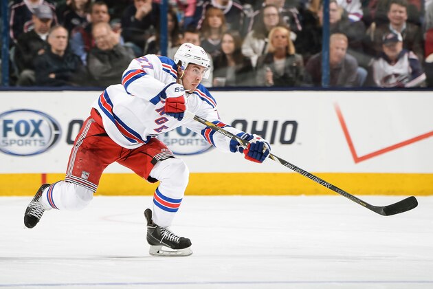 COLUMBUS, OH - MARCH 21:  Ryan McDonagh #27 of the New York Rangers skates against the Columbus Blue Jackets on March 21, 2014 at Nationwide Arena in Columbus, Ohio.  (Photo by Jamie Sabau/NHLI via Getty Images)