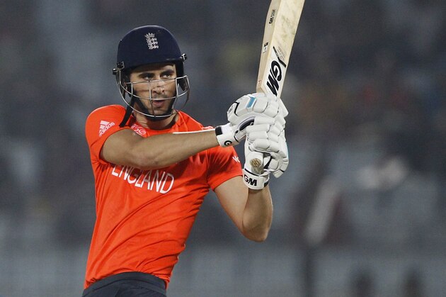 England's Alex Hales plays a shot during the ICC Twenty20 Cricket World Cup match against Sri Lanka in Chittagong, Bangladesh, Thursday, March 27, 2014. (AP Photo/A.M. Ahad)