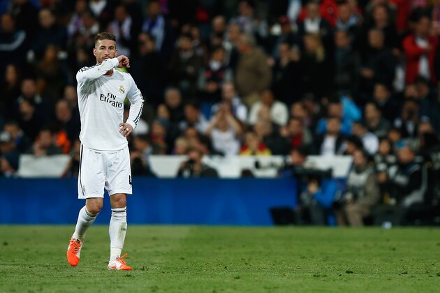 MADRID, SPAIN - MARCH 23:  Sergio Ramos of Real Madrid leaves the field after being shown the red card during the La Liga match between Real Madrid CF and FC Barcelona at the Bernabeu on March 23, 2014 in Madrid, Spain.  (Photo by Gonzalo Arroyo Moreno/Getty Images)