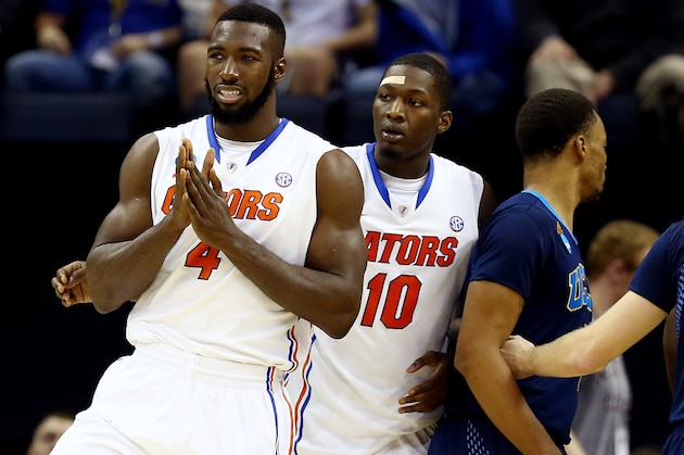 MEMPHIS, TN - MARCH 27: Patric Young #4 of the Florida Gators reacts against the UCLA Bruins during a regional semifinal of the 2014 NCAA Men's Basketball Tournament at the FedExForum on March 27, 2014 in Memphis, Tennessee.  (Photo by Streeter Lecka/Getty Images)