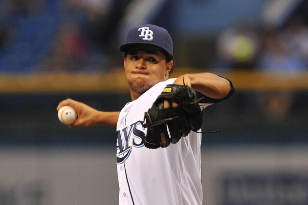 ST. PETERSBURG, FL - SEPTEMBER 18:  Pitcher Chris Archer #22 of  the Tampa Bay Rays starts against the Texas Rangers September 18, 2013 at Tropicana Field in St. Petersburg, Florida. (Photo by Al Messerschmidt/Getty Images)