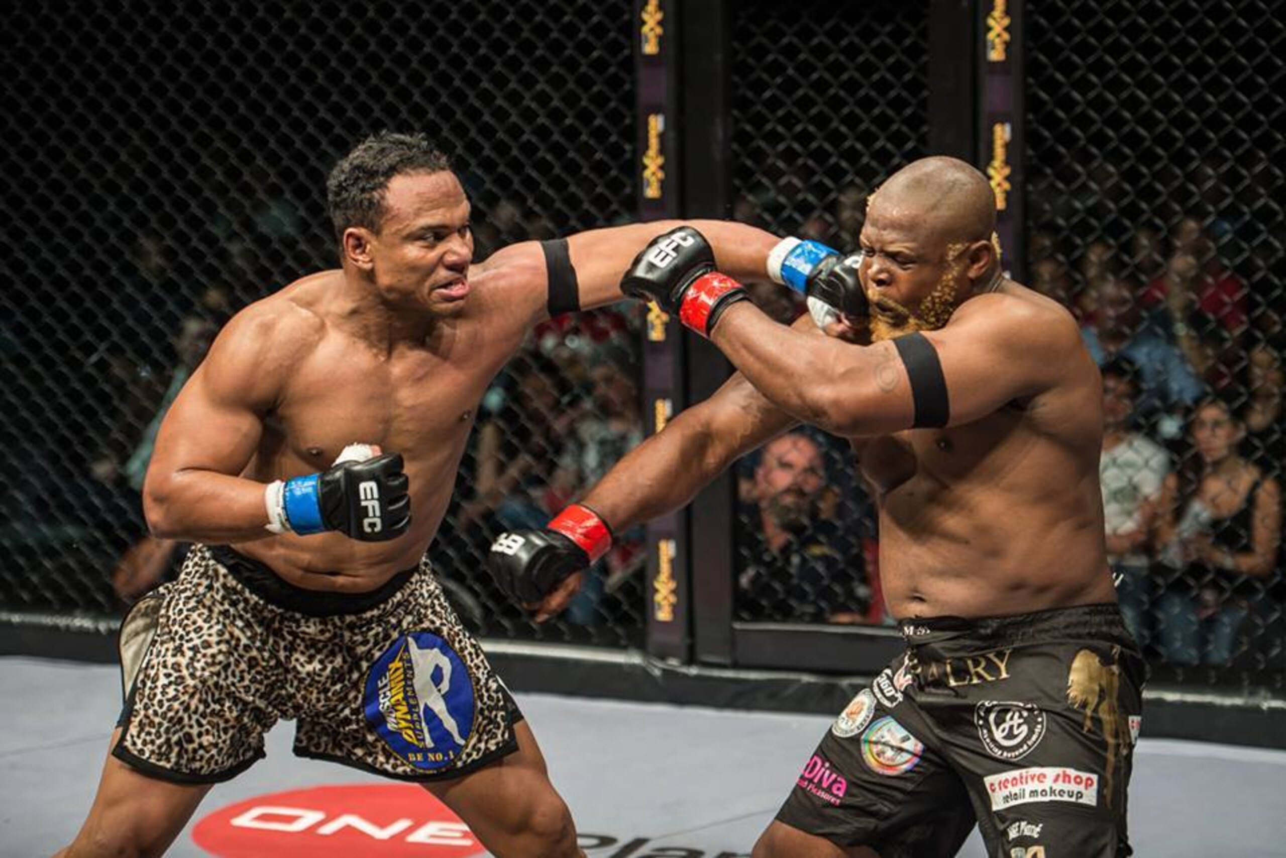 Christophe Walravens (left) punches Bernardo Mikixi Thursday at EFC Africa 28.