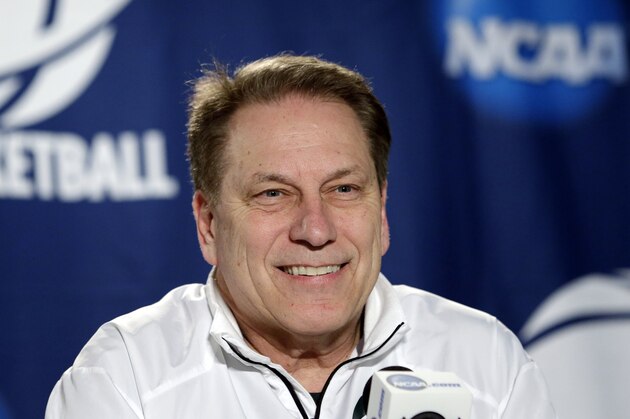 Michigan State head coach Tom Izzo speaks at a news conference before the third round of the NCAA men's college basketball tournament in Spokane, Wash., Friday, March 21, 2014. Michigan State plays Harvard on Saturday. (AP Photo/Elaine Thompson)