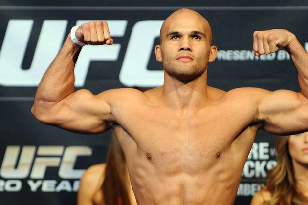 Nov 15, 2013; Las Vegas, NV, USA; UFC fighter Robbie Lawler participates in the official weigh-in of UFC 167 at MGM Grand Garden Arena. Mandatory Credit: Stephen R. Sylvanie-USA TODAY Sports