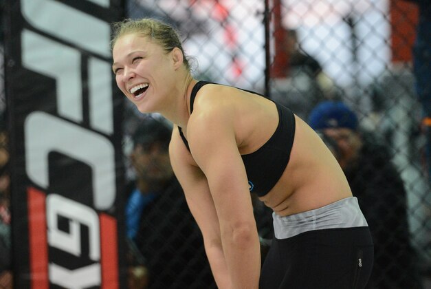 Feb 20, 2013; Torrance, CA, USA;  Ronda Rousey during today's public workout at the UFC gym for her bout with Liz Carmouche on Feb 23.  Mandatory Credit: Jayne Kamin-Oncea-USA TODAY Sports
