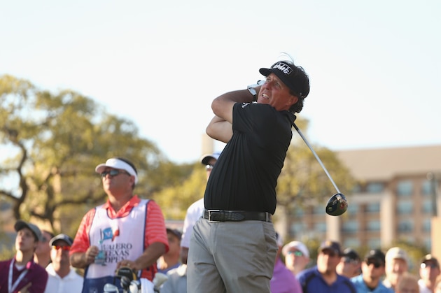 SAN ANTONIO, TX - MARCH 28:  Phil Mickelson tees off on the 17th during Round Two of the Valero Texas Open at TPC San Antonio AT&T Oak Course on March 28, 2014 in San Antonio, Texas.  (Photo by Darren Carroll/Getty Images)