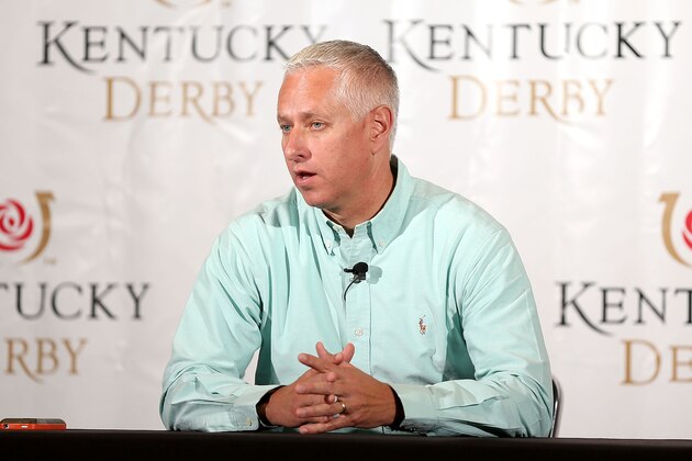 LOUISVILLE, KY - APRIL 27: Trainer Todd Pletcher fields questions from the media after the morning excercise session in preparation for the 139th Kentucky Derby at Churchill Downs on April 27, 2013 in Louisville, Kentucky. (Photo by Matthew Stockman/Getty Images)