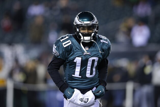 Philadelphia Eagles' DeSean Jackson is is seen during an NFL wild-card playoff football game against the New Orleans Saints, Saturday, Jan. 4, 2014, in Philadelphia. (AP Photo/Michael Perez) Philadelphia Eagles' DeSean Jackson is is seen during an NFL wild-card playoff football game against the New Orleans Saints, Saturday, Jan. 4, 2014, in Philadelphia. (AP Photo/Michael Perez)