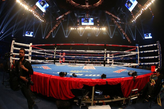 MACAU - FEBRUARY 22:  General view of the arena before the Akifumi Shimoda v Marvin Sonsona - Ring Of Gold Fight on February 22, 2014 in Macau.  (Photo by How Foo Yeen/Getty Images)