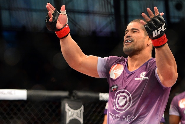 Oct 9, 2013; Barueri, Sao Paulo, Brazil; Rousimar Palhares reacts after defeating Mike Pierce (not pictured) during UFC Fight Night at Jose Correa Arena. Mandatory Credit: Jason Silva-USA TODAY Sports