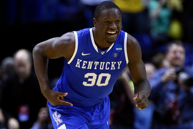 ST LOUIS, MO - MARCH 23:  Julius Randle #30 of the Kentucky Wildcats celebrates after defeating the Wichita State Shockers 78 to 76 during the third round of the 2014 NCAA Men's Basketball Tournament at Scottrade Center on March 23, 2014 in St Louis, Missouri.  (Photo by Andy Lyons/Getty Images)
