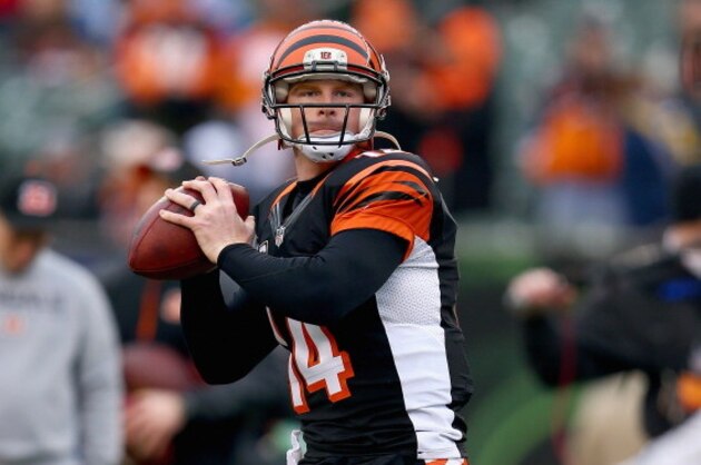 CINCINNATI, OH - JANUARY 05:  Andy Dalton #14 of the Cincinnati Bengals throws a pass before the NFL wild card playoffs game against the San Diego Chargers at Paul Brown Stadium on January 5, 2014 in Cincinnati, Ohio.  (Photo by Andy Lyons/Getty Images)
