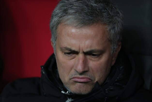Chelsea's manager Jose Mourinho reacts during their UEFA Champions League Round of 16, First Leg match between Galatasaray and Chelsea at Turk Telekom Arena Stadium in Istanbul, Turkey, Wednesday, Feb. 26, 2014. (AP Photo)