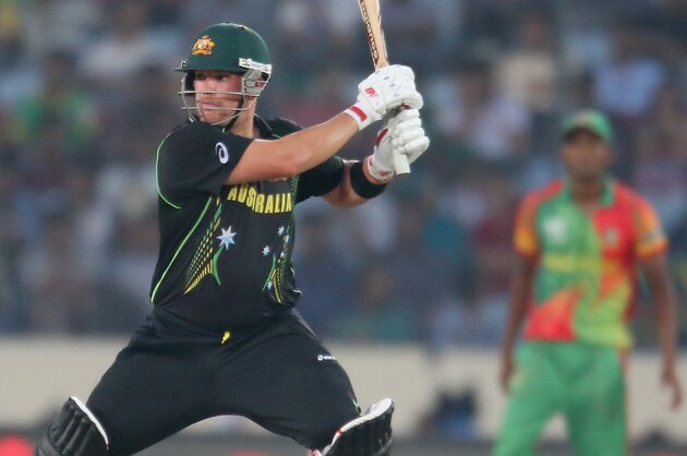 DHAKA, BANGLADESH - APRIL 01:  Aaron Finch of Australia bats during the ICC World Twenty20 Bangladesh 2014 match between Bangladesh and Australia at Sher-e-Bangla Mirpur Stadium on April 1, 2014 in Dhaka, Bangladesh.  (Photo by Scott Barbour/Getty Images)