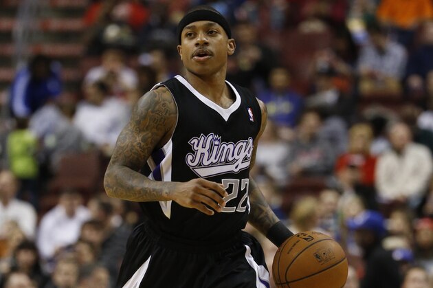 Sacramento Kings's Isaiah Thomas in action during an NBA basketball game against the Philadelphia 76ers, Wednesday, March 12, 2014, in Philadelphia. (AP Photo/Matt Slocum)