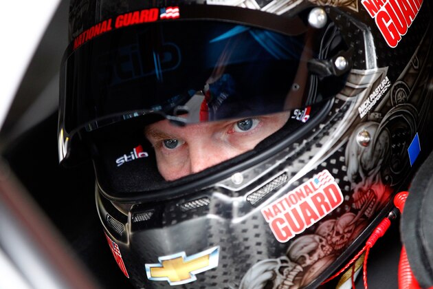 AVONDALE, AZ - MARCH 01:  Dale Earnhardt Jr., driver of the #88 National Guard Chevrolet, sits in his car during practice for the NASCAR Sprint Cup Series The Profit on CNBC 500 at Phoenix International Raceway on March 1, 2014 in Avondale, Arizona.  (Photo by Jonathan Ferrey/Getty Images)