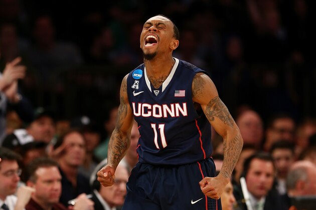 NEW YORK, NY - MARCH 30:  Ryan Boatright #11 of the Connecticut Huskies reacts after a turnover by the Michigan State Spartans in the second half of the East Regional Final of the 2014 NCAA Men's Basketball Tournament at Madison Square Garden on March 30, 2014 in New York City.  (Photo by Elsa/Getty Images)