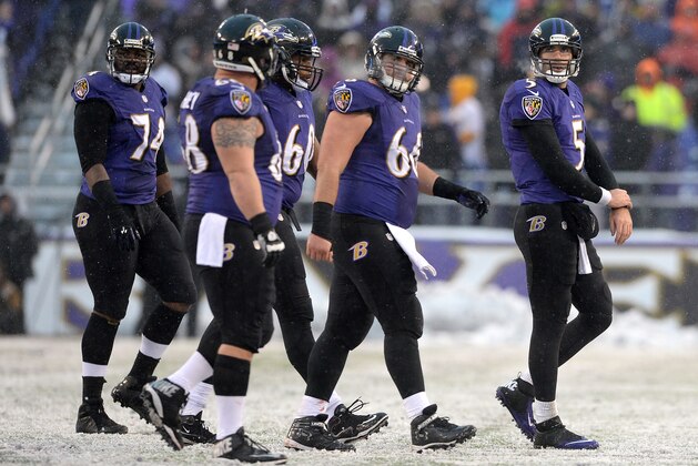 BALTIMORE, MD - DECEMBER 08: Quarterback Joe Flacco #5 of the Baltimore Ravens looks on in the fourth quarter against the Minnesota Vikings at M&T Bank Stadium on December 8, 2013 in Baltimore, Maryland. The Baltimore Ravens won, 29-26. (Photo by Patrick Smith/Getty Images) BALTIMORE, MD - DECEMBER 08: Quarterback Joe Flacco #5 of the Baltimore Ravens looks on in the fourth quarter against the Minnesota Vikings at M&T Bank Stadium on December 8, 2013 in Baltimore, Maryland. The Baltimore Ravens won, 29-26. (Photo by Patrick Smith/Getty Images)