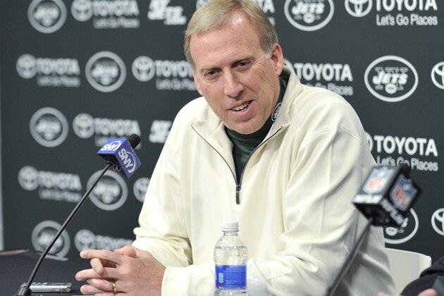 New York Jets general manager John Idzik speaks to the media during an NFL football news conference Tuesday, Dec. 31, 2013, in Florham Park, N.J. (AP Photo/Bill Kostroun)