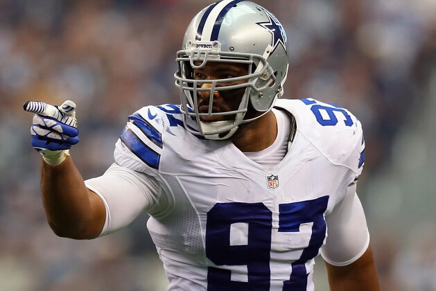 ARLINGTON, TX - SEPTEMBER 22:  Jason Hatcher #97 of the Dallas Cowboys at AT&T Stadium on September 22, 2013 in Arlington, Texas.  (Photo by Ronald Martinez/Getty Images)