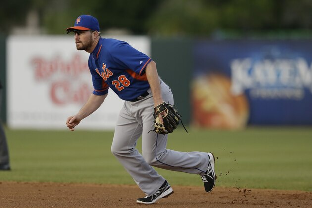 New York Mets second baseman Daniel Murphy is seen during a spring exhibition baseball game against the Houston Astros in Kissimmee, Fla., Wednesday, March 26, 2014. (AP Photo/Carlos Osorio)