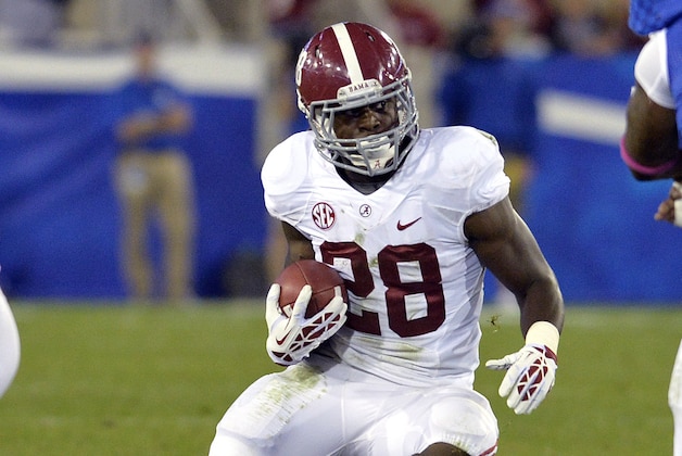 Alabama's Altee Tenpenny finds an opening in the Kentucky defensive line during the fourth quarter of an NCAA college football game, Saturday, Oct. 12, 2013, at Commonwealth Stadium in Lexington, Ky. Alabama defeated Kentucky 48-7. (AP Photo/Timothy D. Easley) Alabama's Altee Tenpenny finds an opening in the Kentucky defensive line during the fourth quarter of an NCAA college football game, Saturday, Oct. 12, 2013, at Commonwealth Stadium in Lexington, Ky. Alabama defeated Kentucky 48-7. (AP Photo/Timothy D. Easley)