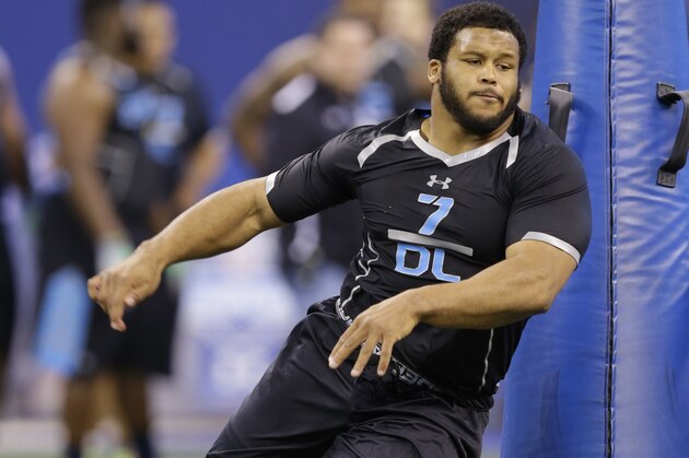 Pittsburgh defensive lineman Aaron Donald runs a drill at the NFL football scouting combine in Indianapolis, Monday, Feb. 24, 2014. (AP Photo/Michael Conroy) Pittsburgh defensive lineman Aaron Donald runs a drill at the NFL football scouting combine in Indianapolis, Monday, Feb. 24, 2014. (AP Photo/Michael Conroy)