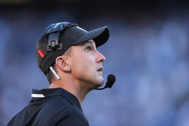 SAN DIEGO, CA - DECEMBER 22:  Oakland Raiders head coach Dennis Allen looks on against the San Diego Chargers at Qualcomm Stadium on December 22, 2013 in San Diego, California.  (Photo by Jeff Gross/Getty Images)