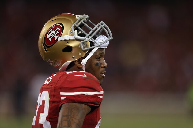 SAN FRANCISCO, CA - OCTOBER 06: Running back LaMichael James #23 of the San Francisco 49ers looks on against the Houston Texans at Candlestick Park on October 6, 2013 in San Francisco, California. (Photo by Jeff Gross/Getty Images) SAN FRANCISCO, CA - OCTOBER 06: Running back LaMichael James #23 of the San Francisco 49ers looks on against the Houston Texans at Candlestick Park on October 6, 2013 in San Francisco, California. (Photo by Jeff Gross/Getty Images)