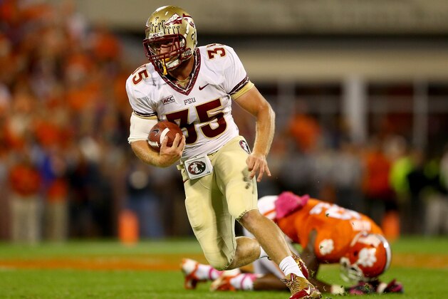 CLEMSON, SC - OCTOBER 19:  Nick O'Leary #35 of the Florida State Seminoles during their game at Memorial Stadium on October 19, 2013 in Clemson, South Carolina.  (Photo by Streeter Lecka/Getty Images)