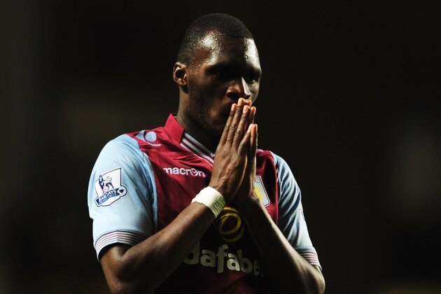 BIRMINGHAM, ENGLAND - MARCH 15:  Christian Benteke of Aston Villa reacts during the Barclays Premier League match between Aston Villa and Chelsea at Villa Park on March 15, 2014 in Birmingham, England.  (Photo by Chris Brunskill/Getty Images)