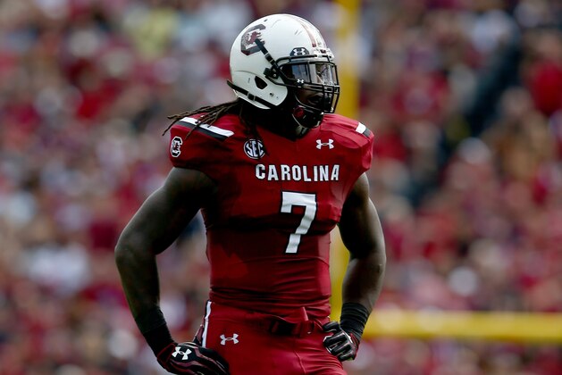 COLUMBIA, SC - NOVEMBER 02:  Jadeveon Clowney #7 of the South Carolina Gamecocks during their game at Williams-Brice Stadium on November 2, 2013 in Columbia, South Carolina.  (Photo by Streeter Lecka/Getty Images)