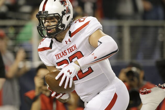 Texas Tech tight end Jace Amaro (22) catches a touchdown pass during the first half of an NCAA college football game against Baylor in Arlington, Texas, Saturday, Nov. 16, 2013. (AP Photo/LM Otero) Texas Tech tight end Jace Amaro (22) catches a touchdown pass during the first half of an NCAA college football game against Baylor in Arlington, Texas, Saturday, Nov. 16, 2013. (AP Photo/LM Otero)