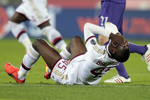 FLORENCE, ITALY - MARCH 26: Mario Balotelli of AC Milan reacts during the serie A match between ACF Fiorentina and AC Milan at Stadio Artemio Franchi on March 26, 2014 in Florence, Italy.  (Photo by Gabriele Maltinti/Getty Images)