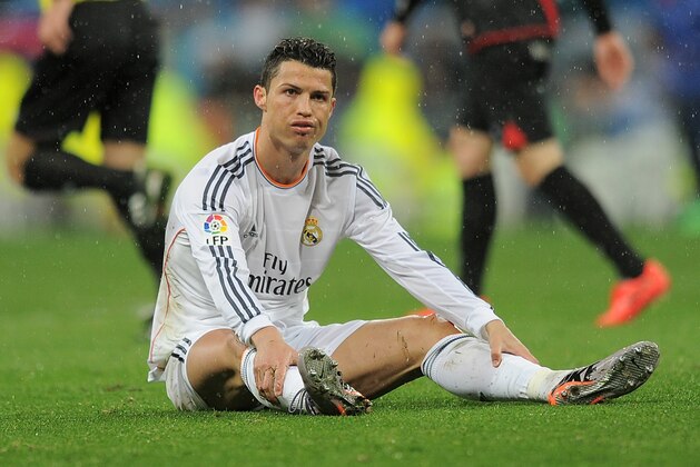 MADRID, SPAIN - MARCH 29:  Cristiano Ronaldo of Real Madrid FC looks on during the La Liga match between Real Madrid CF and Rayo Vallecano de Madrid at Santiago Bernabeu stadium on March 29, 2014 in Madrid, Spain.  (Photo by Denis Doyle/Getty Images)