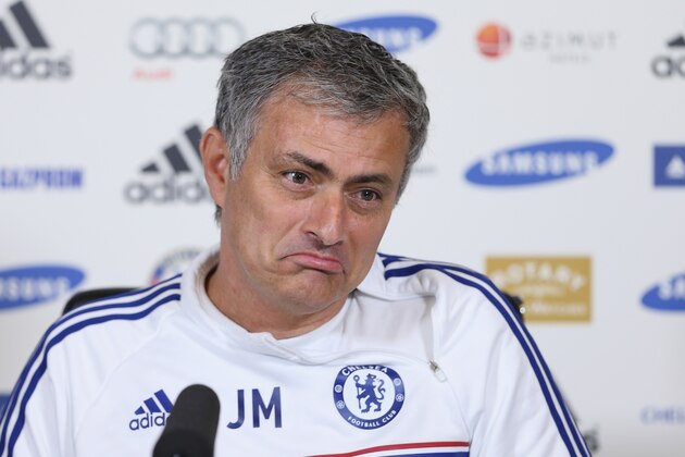 COBHAM, ENGLAND - APRIL 04:  Chelsea manager Jose Mourinho speaks to the press during a Chelsea Press Conference at Chelsea Training Ground on April 4, 2014 in Cobham, England.  (Photo by Ian Walton/Getty Images)