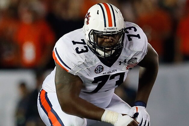 PASADENA, CA - JANUARY 06:  Offensive linesman Greg Robinson #73 of the Auburn Tigers on the field during the 2014 Vizio BCS National Championship Game at the Rose Bowl on January 6, 2014 in Pasadena, California.  (Photo by Kevin C. Cox/Getty Images)