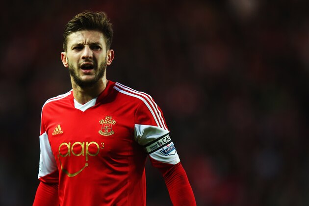 SOUTHAMPTON, ENGLAND - JANUARY 11:  Adam Lallana of Southampton reacts during the Barclays Premier League match between Southampton and West Bromwich Albion at St Mary's Stadium on January 11, 2014 in Southampton, England.  (Photo by Bryn Lennon/Getty Images)