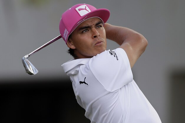 Rickie Fowler tees off on the 17th hole during the second round of the Arnold Palmer Invitational golf tournament at Bay Hill Friday, March 21, 2014, in Orlando, Fla. (AP Photo/Chris O'Meara)