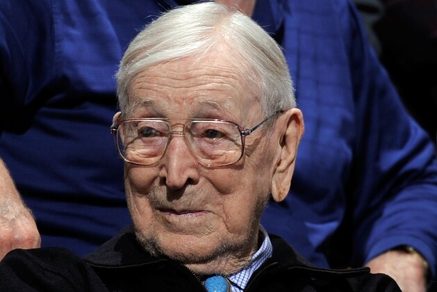 WESTWOOD, CA - JANUARY 29:  Former coach John Wooden of the UCLA Bruins watches as the Bruins take on the University of California Golden Bears at Pauley Pavilion January 29, 2009 in Westwood, California. UCLA won, 81-66.  (Photo by Kevork Djansezian/Getty Images)