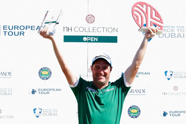 CADIZ, SPAIN - APRIL 06: Marco Crespi of Italy poses with the trophies after winning the NH Collection Open held at La Reserva de Sotogrande Club de Golf on April 6, 2014 in Cadiz, Spain. (Photo by Dean Mouhtaropoulos/Getty Images) CADIZ, SPAIN - APRIL 06: Marco Crespi of Italy poses with the trophies after winning the NH Collection Open held at La Reserva de Sotogrande Club de Golf on April 6, 2014 in Cadiz, Spain. (Photo by Dean Mouhtaropoulos/Getty Images)
