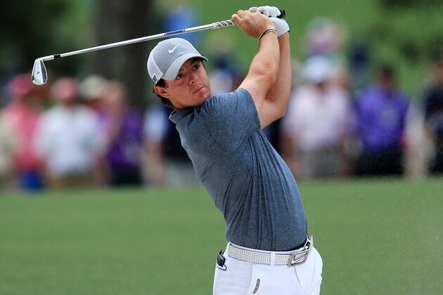 AUGUSTA, GA - APRIL 14:  Rory McIlroy of Northern Ireland hits a shot on the first hole during the final round of the 2013 Masters Tournament at Augusta National Golf Club on April 14, 2013 in Augusta, Georgia.  (Photo by David Cannon/Getty Images)