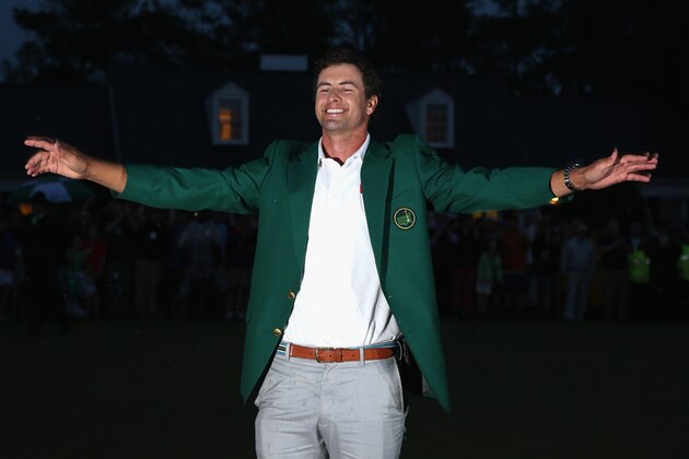 AUGUSTA, GA - APRIL 14:  Adam Scott of Australia with the Green Jacket after winning the Masters during the final round of the 2013 Masters at the Augusta National Golf Club on April 14, 2013 in Augusta, Georgia.  (Photo by Ross Kinnaird/Getty Images)