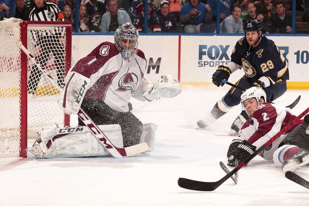 ST. LOUIS, MO - APRIL 05: Semyon Varlamov #1 of the Colorado Avalanche defends the net against the St. Louis Blues during an NHL game on April 5, 2014 at Scottrade Center in St. Louis, Missouri. (Photo by Mark Buckner/NHLI via Getty Images) ST. LOUIS, MO - APRIL 05: Semyon Varlamov #1 of the Colorado Avalanche defends the net against the St. Louis Blues during an NHL game on April 5, 2014 at Scottrade Center in St. Louis, Missouri. (Photo by Mark Buckner/NHLI via Getty Images)