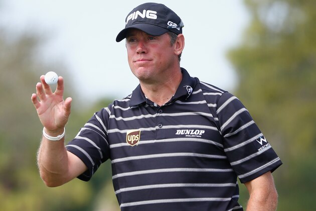 PALM BEACH GARDENS, FL - FEBRUARY 28:  Lee Westwood of England acknowledges the crowd following play during the second round of The Honda Classic at PGA National Resort and Spa on February 28, 2014 in Palm Beach Gardens, Florida.  (Photo by Sam Greenwood/Getty Images)