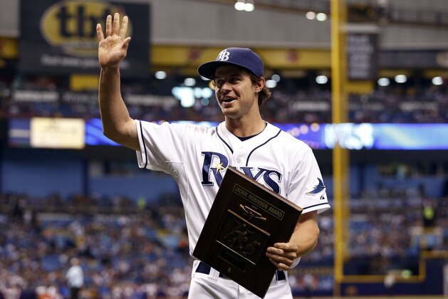 Tampa Bay Rays outfielder Wil Myers holds the 2013 American League Rookie of the Year award during a presentation Saturday, April 5, 2014 in St. Petersburg, Fla. (AP Photo/Steve Nesius) Tampa Bay Rays outfielder Wil Myers holds the 2013 American League Rookie of the Year award during a presentation Saturday, April 5, 2014 in St. Petersburg, Fla. (AP Photo/Steve Nesius)