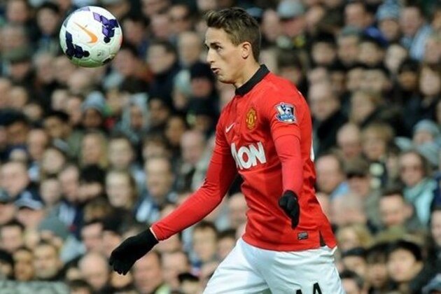 Manchester United's Adnan Januzaj  during the English Premier League soccer match between West Bromwich Albion and Manchester United at The Hawthorns Stadium in West Bromwich, England, Saturday, March 8, 2014.  (AP Photo/Rui Vieira)