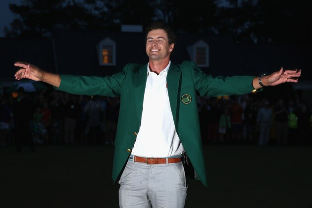 AUGUSTA, GA - APRIL 14:  Adam Scott of Australia with the Green Jacket after winning the Masters during the final round of the 2013 Masters at the Augusta National Golf Club on April 14, 2013 in Augusta, Georgia.  (Photo by Ross Kinnaird/Getty Images)