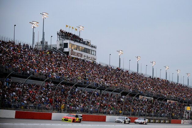 A fish eye view of the Showtime Southern 500 on Saturday, May 7, 2011 at Darlington Raceway in Darlington, S.C.(AP Photo/Willis Glassgow)